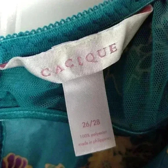 Cacique Womens Babydoll Floral Satin Slip Top Velvet Sz 26/28 Fairy Whimsigoth - Picture 11 of 16